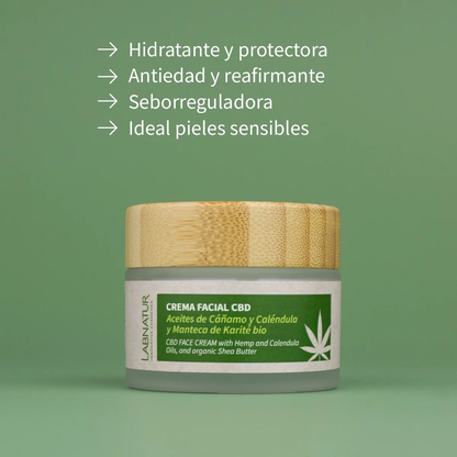 Crema Facial con CBD Labnatur 50 ml | Cáñamo y Caléndula | Hidrata, Calma y Reafirma | Piel Sensible | Vegano_2