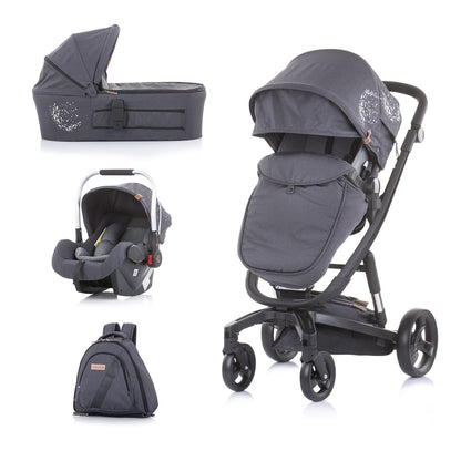 Carrito De Bebé Tres Piezas Electra Black Chasis Silver_0