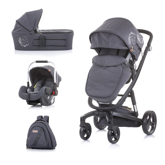 Carrito De Bebé Tres Piezas Electra Black Chasis Silver_0