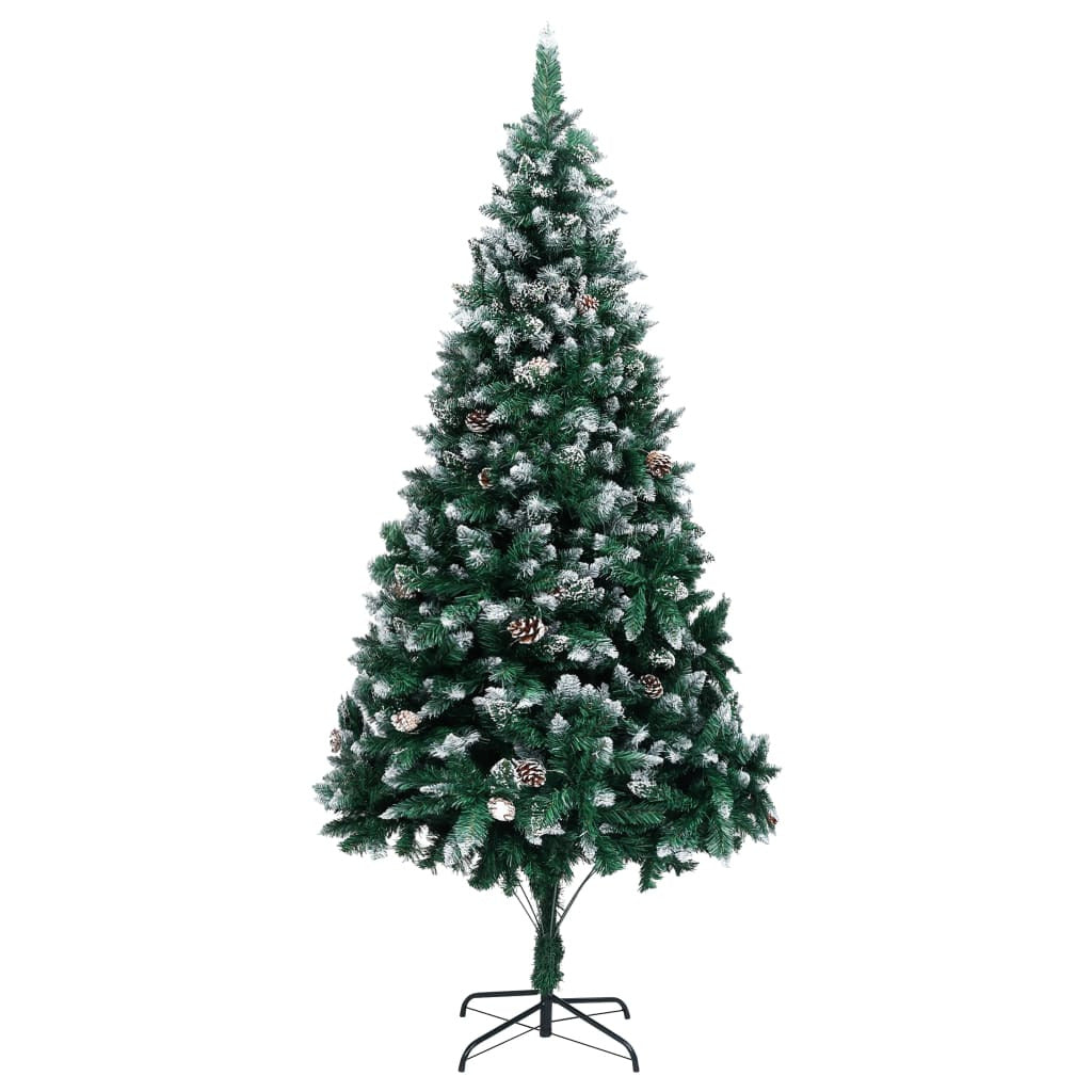 Vidaxl Árbol De Navidad Artificial Con Piñas Y Nieve Blanca 210 Cm_0
