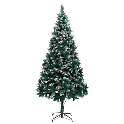 Vidaxl Árbol De Navidad Artificial Con Piñas Y Nieve Blanca 210 Cm_0