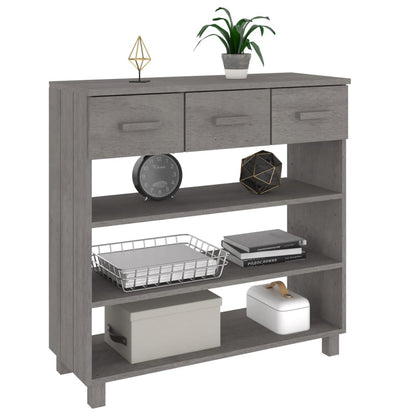 Mesa Consola Hamar Madera Maciza De Pino Gris Claro 90x35x90 Cm_2