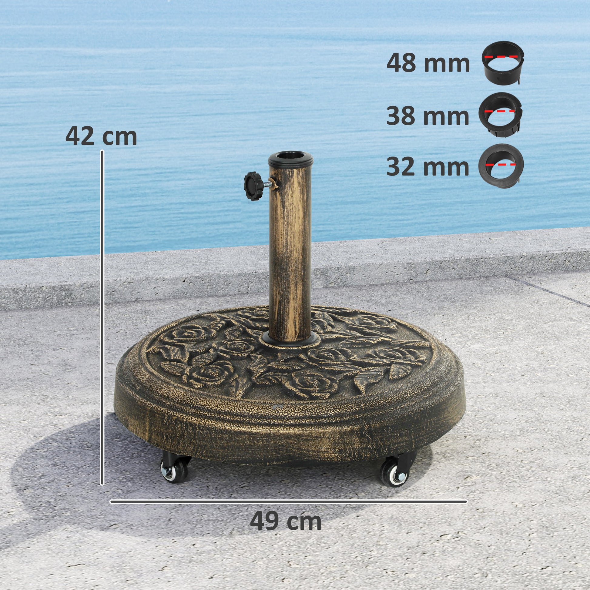 Outsunny Base Para Sombrilla Redonda Con Ruedas Relleno De Cemento Peso 21 Kg_2