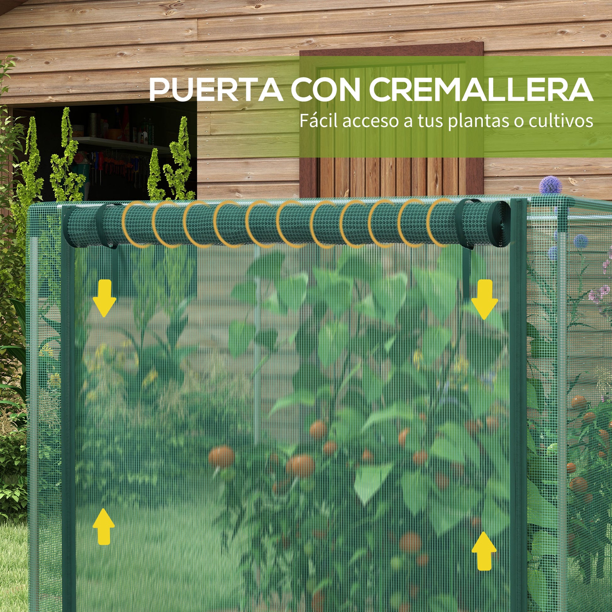 Outsunny Jaula De Cultivo Con Soportes De Acero Y Puerta 120x120x110 Cm Verde_5