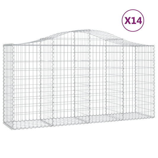 Cestas De Gaviones 14 Uds Forma De Arco Hierro 200x50x100/120cm_0
