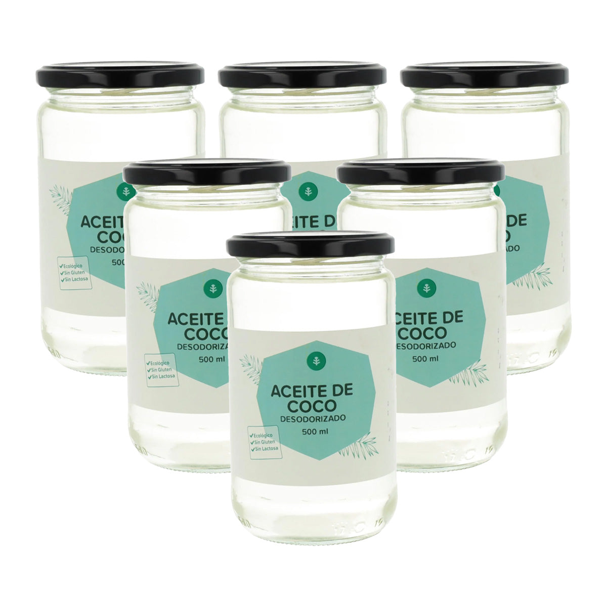Pack 6x Óleo de Coco Desodorizado ECO Planeta Huerto 500 ml