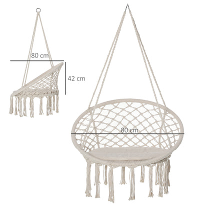 Outsunny Silla Colgante Redondo De Ø60 Con Cojín Interior Y Exterior 80x80x42 Cm_2