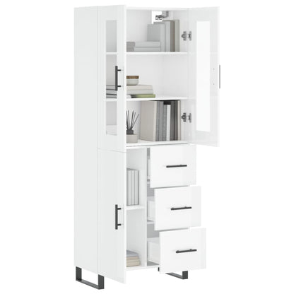 Aparador Alto Madera Contrachapada Blanco Brillo 69,5x34x180 Cm_2