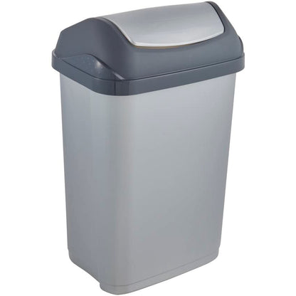 Pack De 3 Cubos De Basura Con Tapa Deslizante Swantje 10/25/50 Litros En Color Plateado_2