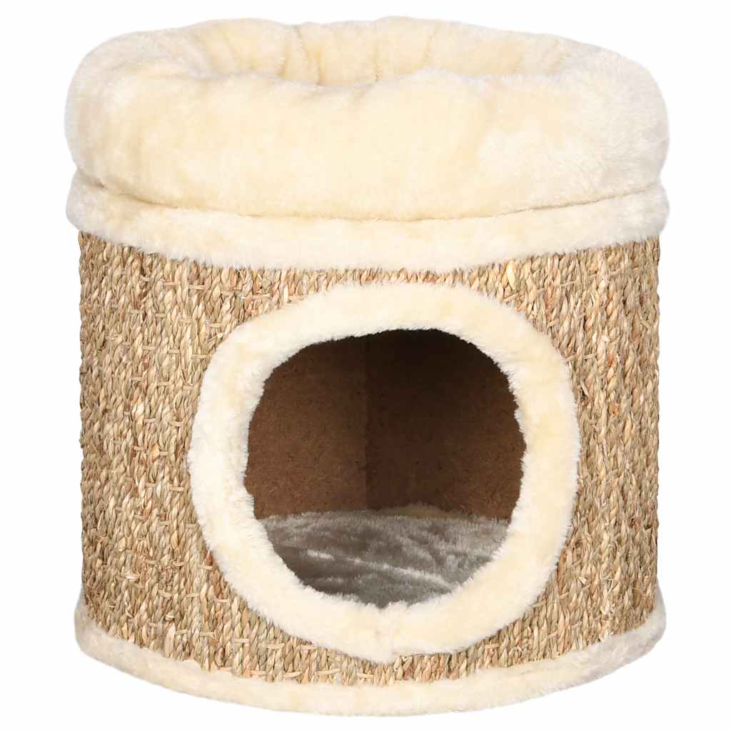Casita Para Gatos De Lujo Con Cojín Hierba Marina 33 Cm_0