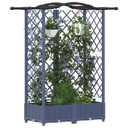 Cama Elevada Con Trellis Y Techo Gris 124 X 40 X 123 Cm Pp_2