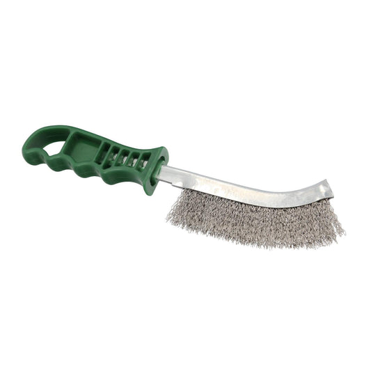 Cepillo Acero Inoxidable Mango Verde 25 Cm. Cepillo Eliminación Oxido, Pintura, Pulido De Metales.