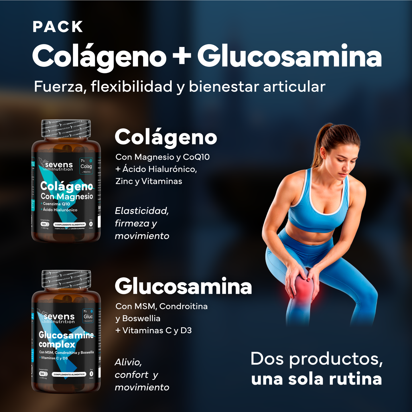 Colágeno Marino Con Magnesio + Glucosamina Condroitina Msm 6en1. Sevens Nutrition. Cuidado Articular, Óseo Y Cutáneo_1