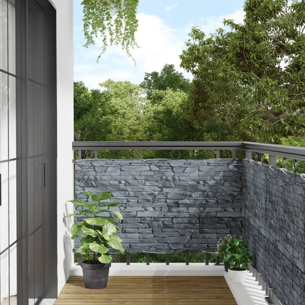 Pantalla De Privacidad De Balcón Pvc Look Piedra Gris 800x75 Cm / Vetonek_3