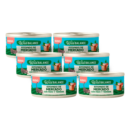 Ensopado de Mercado Wild Balance com Peru e Carne para Gatos 6 x 80g
