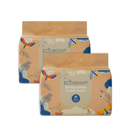 Pacote de poupança para fraldas de bambu Ecoboom T3 com 64 unidades