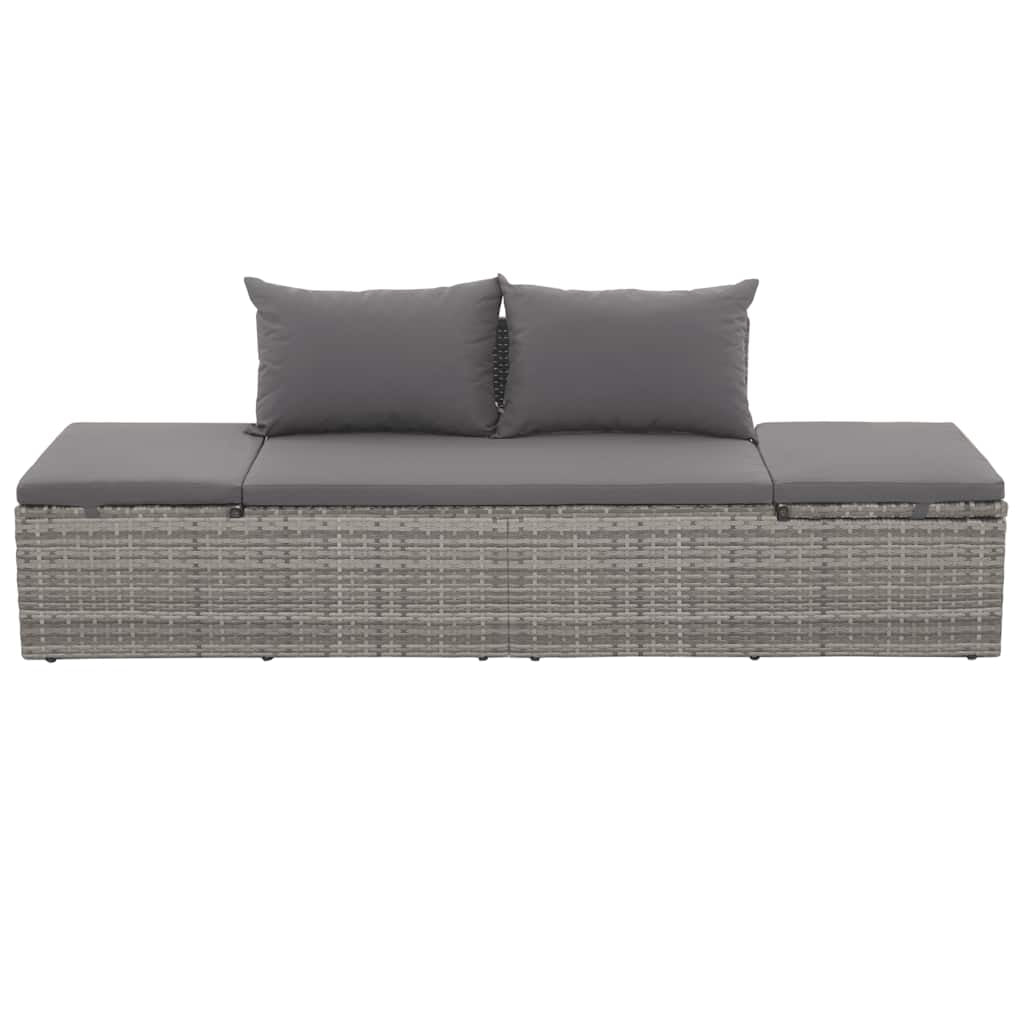 Vidaxl Cama De Jardín 195x60 Cm Ratán Sintético Gris_3