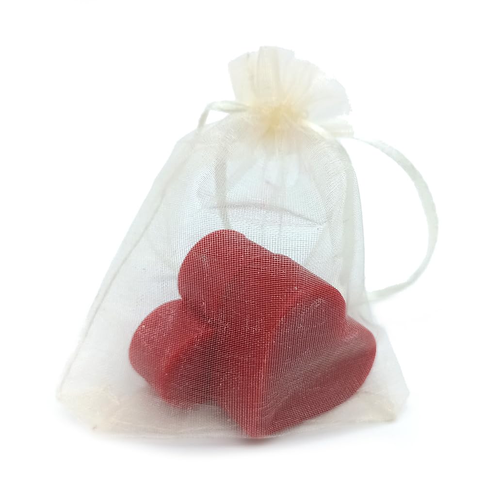 Bolsa De Organza Con 2 Jabones - Aroma Frambuesa - Jabón De Glicerina Con Forma De Corazón - Detalle Para Invitados_0