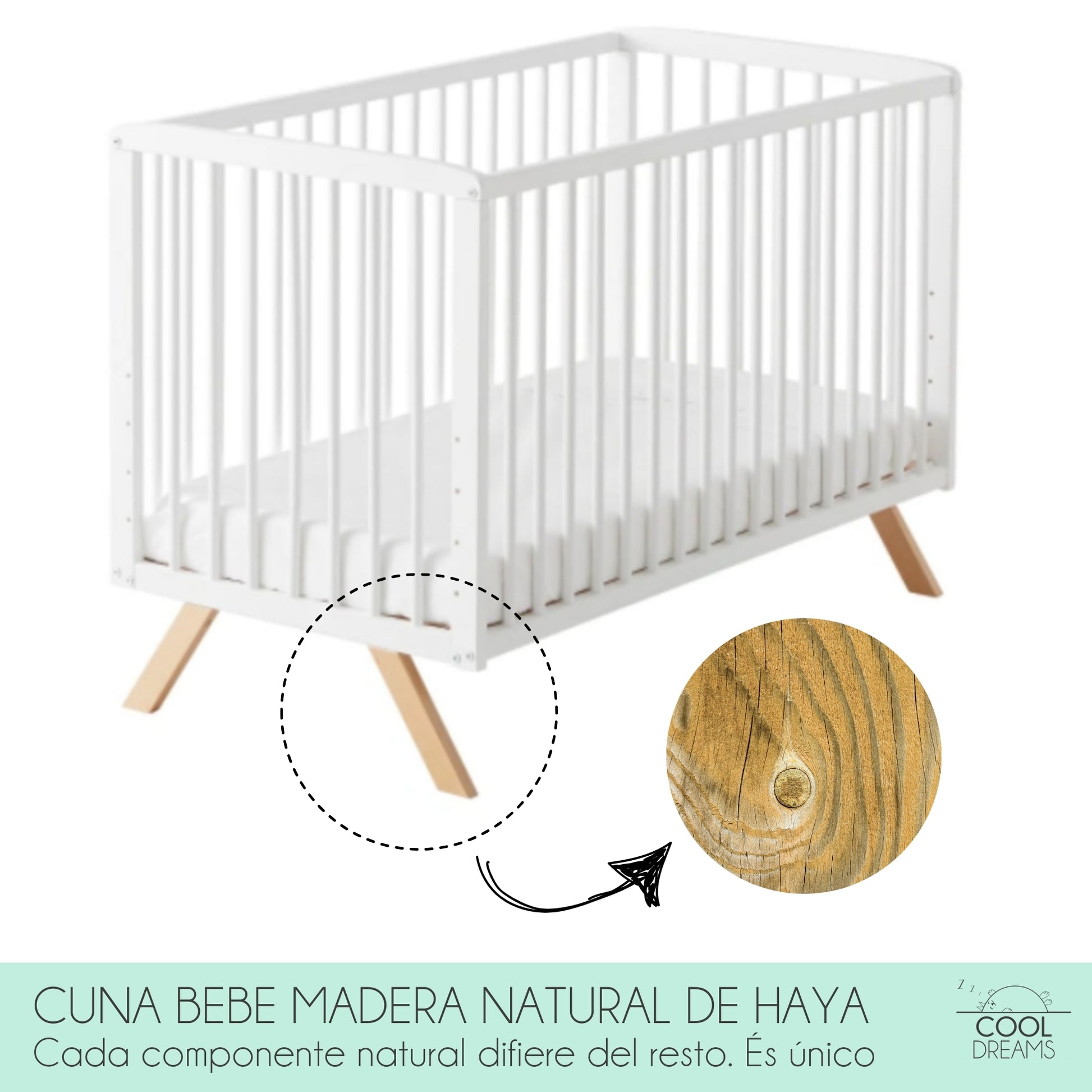 Cuna De Bebé Nuru Estilo Nórdico Infantil, Con Kit Colecho, Colchón Morfeo Y Ropa De Cama 100% Algodón_2