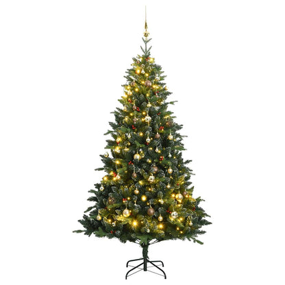 Vidaxl Árbol Navidad Artificial Con Bisagras 150 Led Y Bolas 120 Cm_0