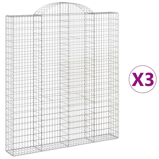 Cestas De Gaviones 3 Uds Forma De Arco Hierro 200x30x220/240 Cm_0