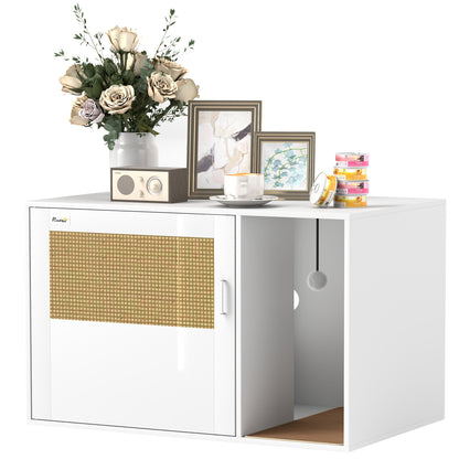 Pawhut Mueble Arenero Para Gatos Con Almohadilla Para Rascar 80x50x50 Cm Blanco_0
