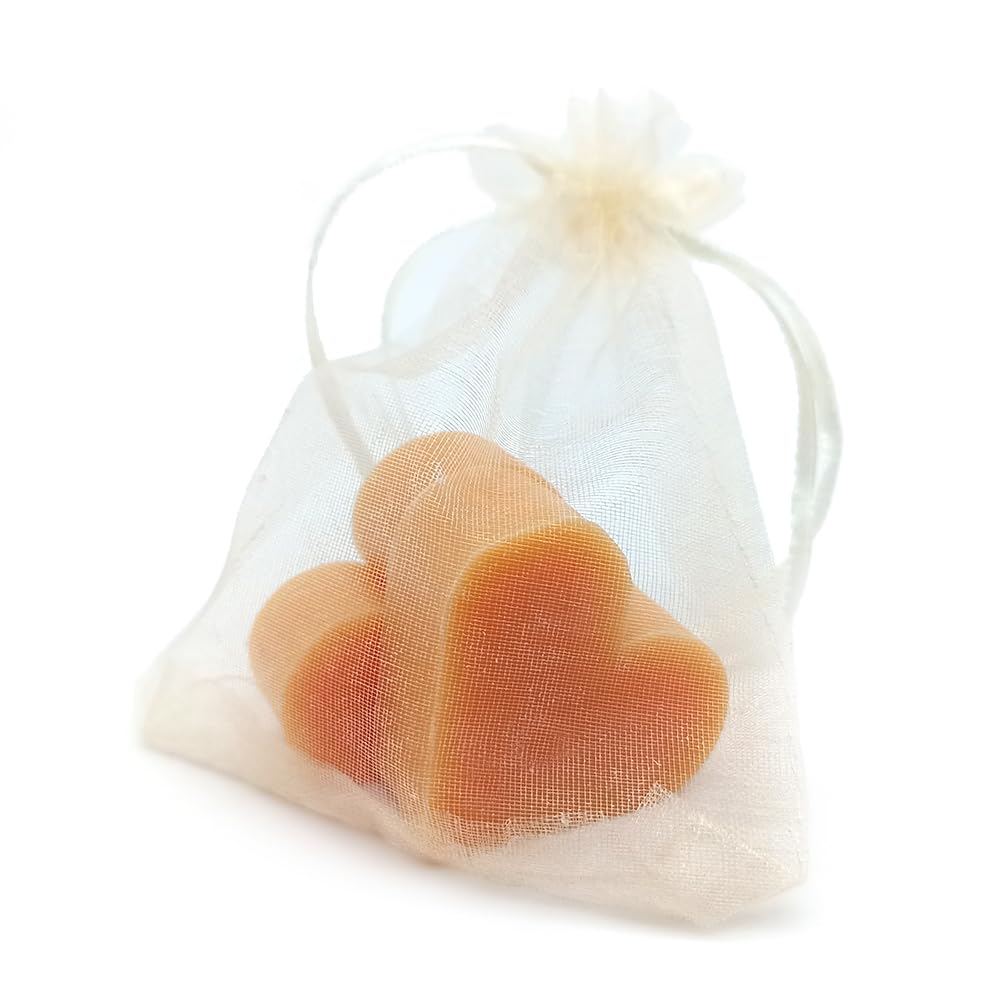 Bolsa Organza Con 2 Jabones - Aroma Naranja Y Jengibre - Jabón Glicerina Con Forma De Corazón - Detalle Para Invitados_0