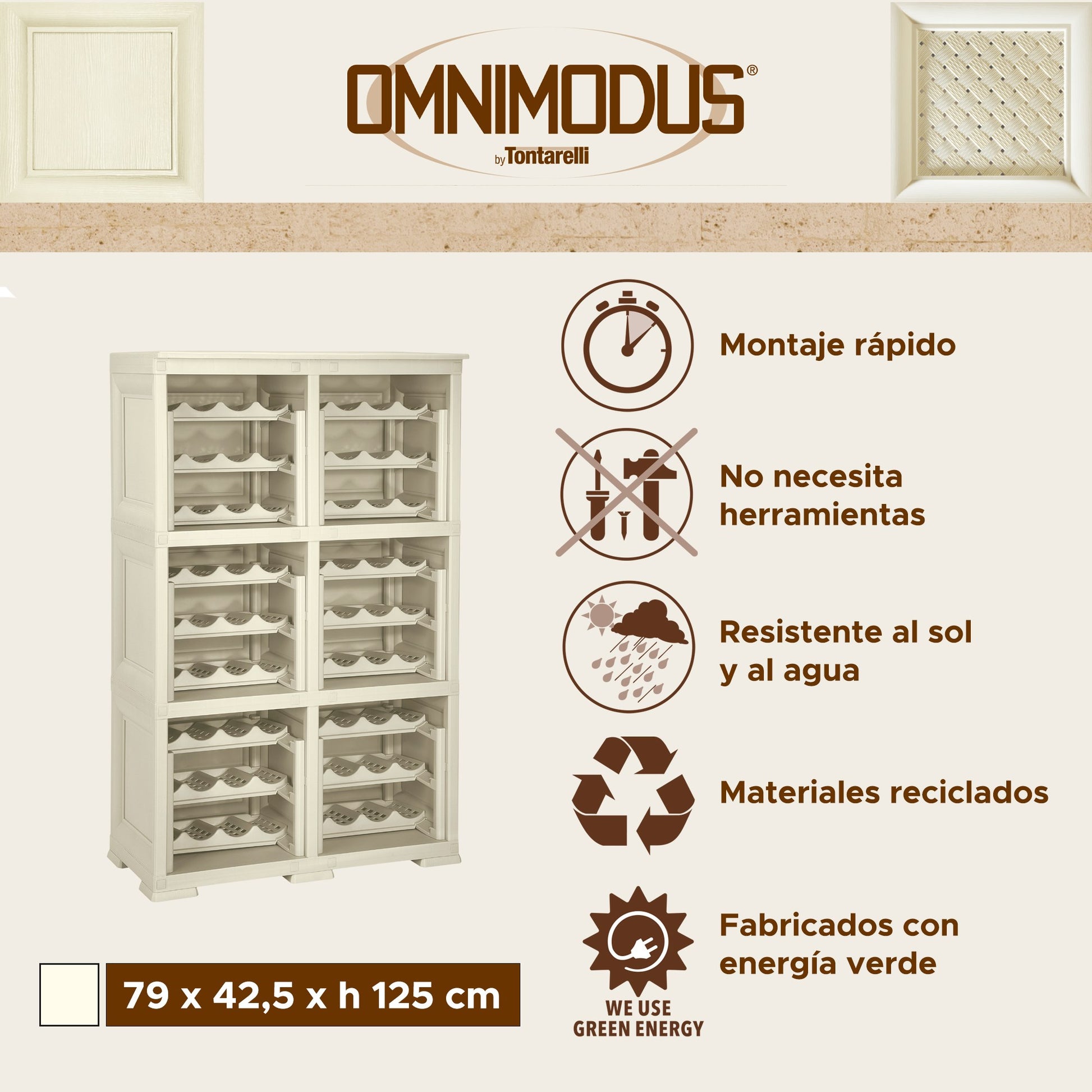 6 Estantería De Almacenamiento Modular Con Estante Para 72 Botellas Gris