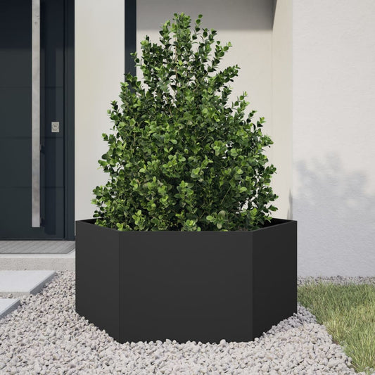 Jardinera Hexagonal Acero Negra 104x90x45 Cm_0