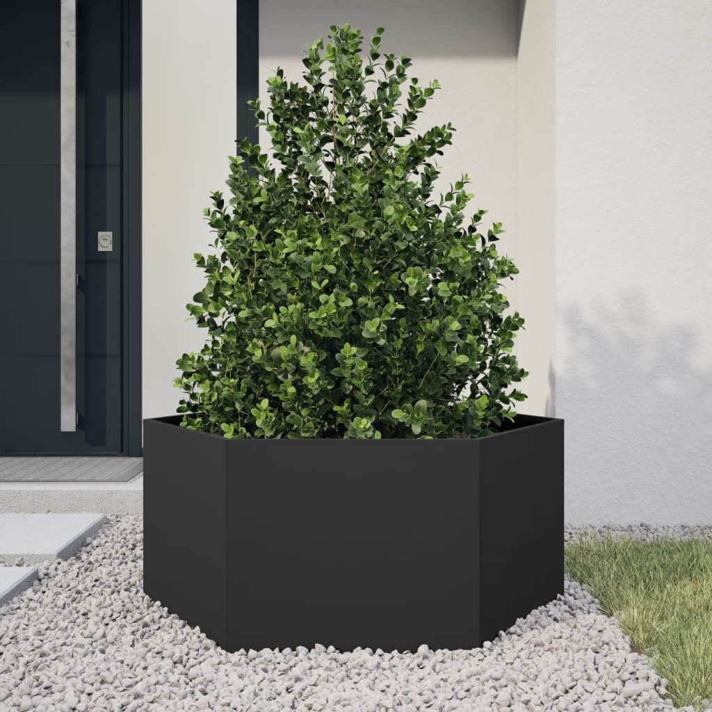 Jardinera Hexagonal Acero Negra 104x90x45 Cm_0