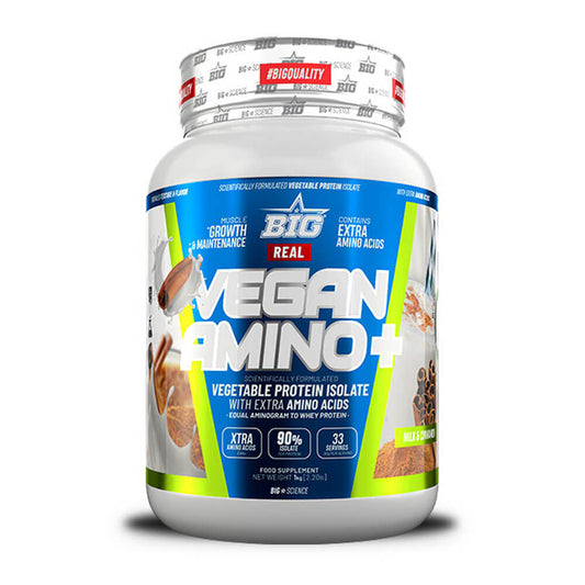 Real Vegan Amino+ - 1kg - Leche Merengada - Proteína Vegetal - Big_0