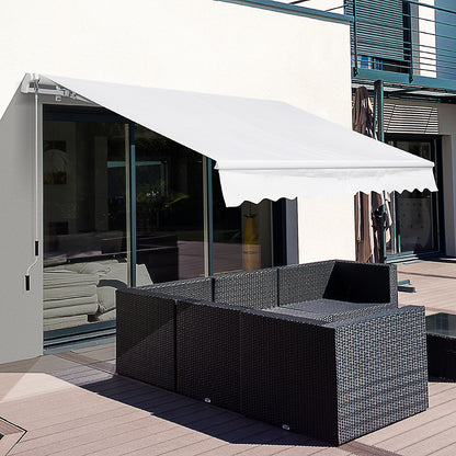Outsunny Toldo Manual Plegable De Aluminio Con Manivela 3,5x2,5m Blanco_1