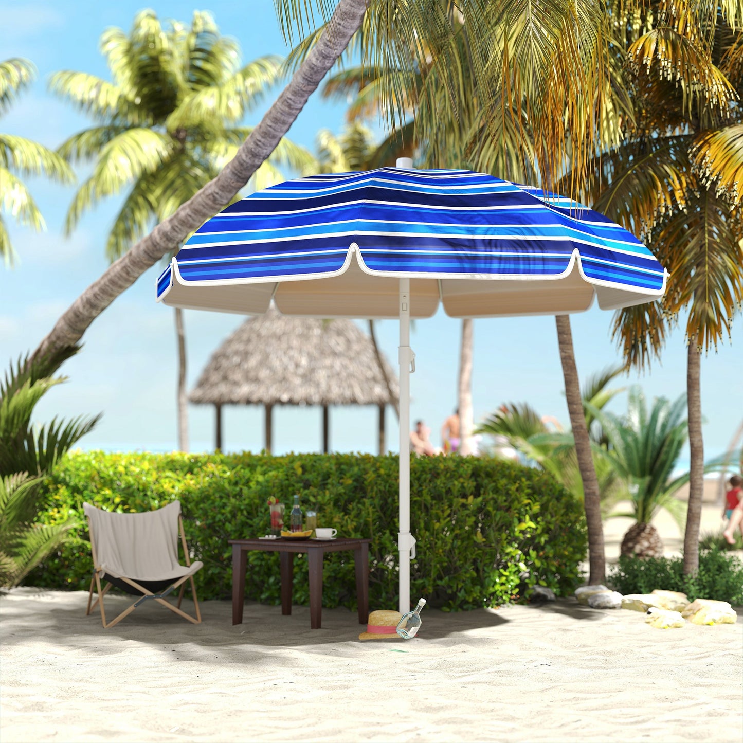 Outsunny Sombrilla De Playa Grande Ø180 Cm Con Ángulo Ajustable Protección Uv50+_3