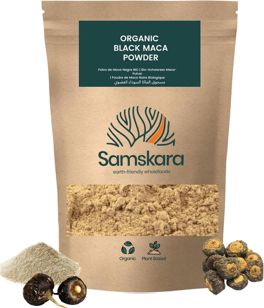 Maca Negra En Polvo Bio - 1kg (2 X 500g Envases Retail) | Superalimento Ecológico Vegano Para Batidos, Smoothies_0