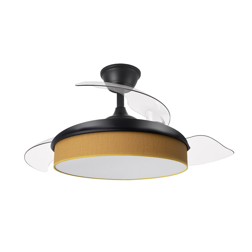 Ventilador Dc Moda 72w Negro/amarillo 91d 3aspas 7200lm 3000-4000-6000k Remoto+ Memoria+ Temporizador_1