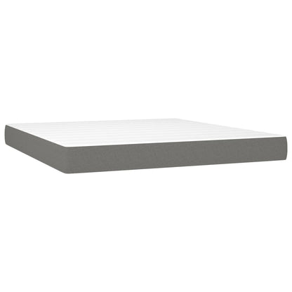 Cama Box Spring Colchón Y Luces Led Tela Gris Oscuro 160x200 Cm / Vetonek_5