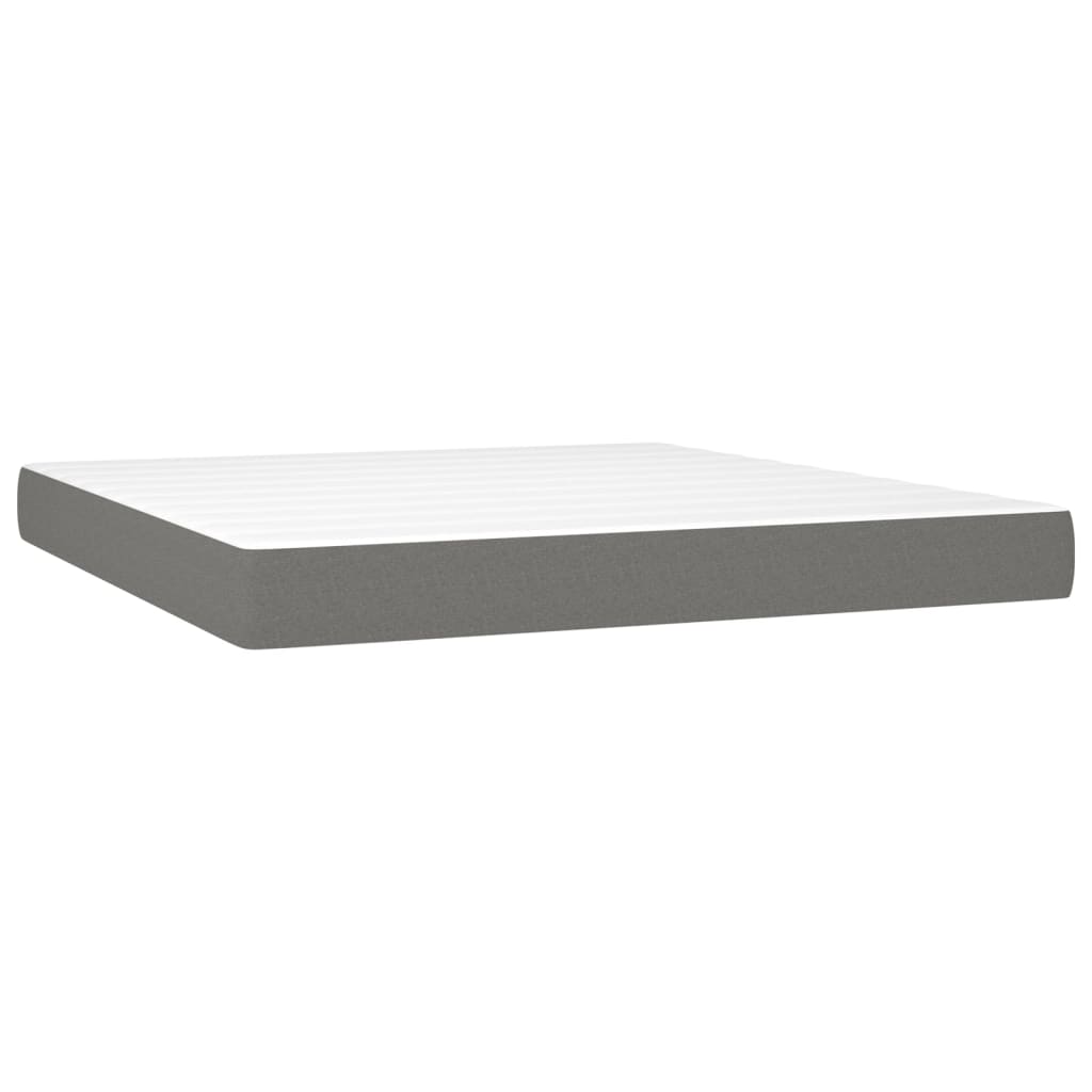 Cama Box Spring Con Colchón Y Led Tela Gris Oscuro 180x200 Cm / Vetonek_2