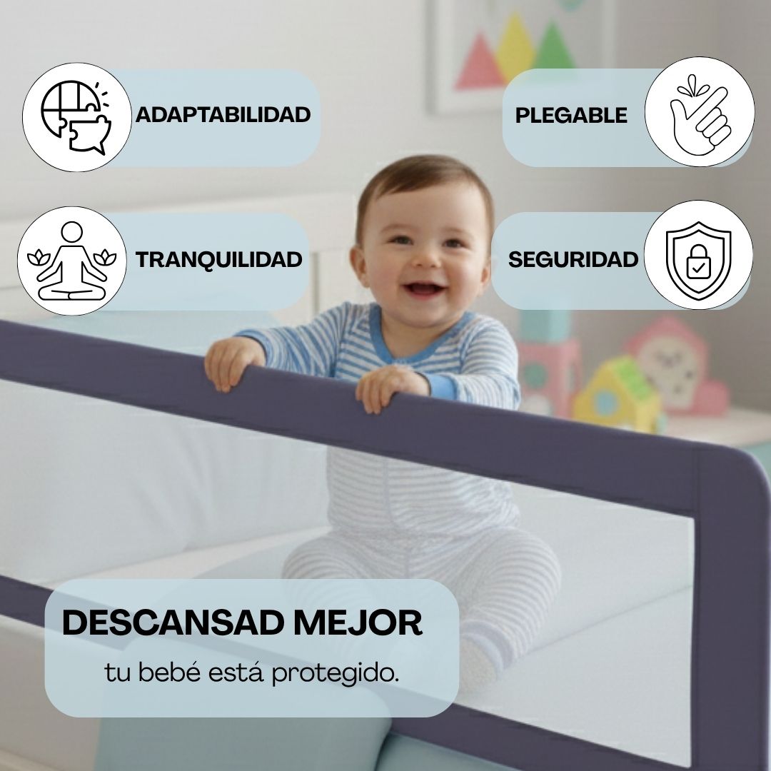 Barandilla De Cama Infantil 150 Cm – Altura Ajustable, Sistema Abatible, Malla Transpirable, Seguridad Anticaídas Bathby_2