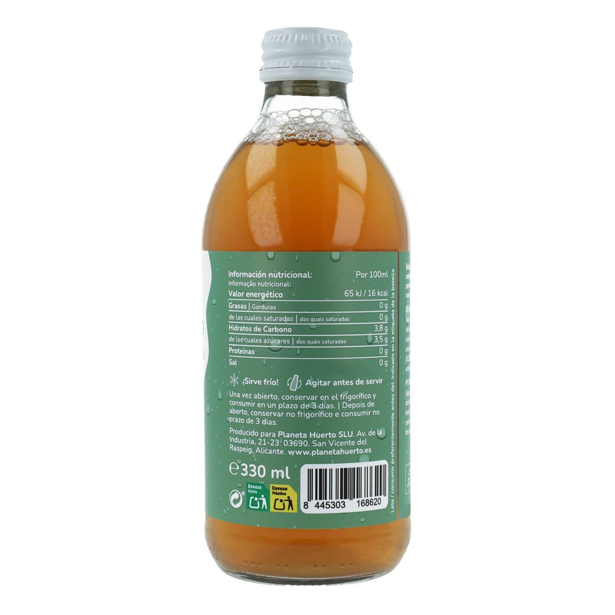 Pack 12x Kombucha ECO chá verde e lima Planeta Huerto 330 ml
