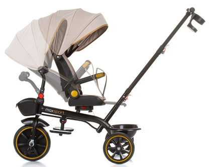 Triciclo Con Capota Y Mango Parental Max Sport Macadamia_3