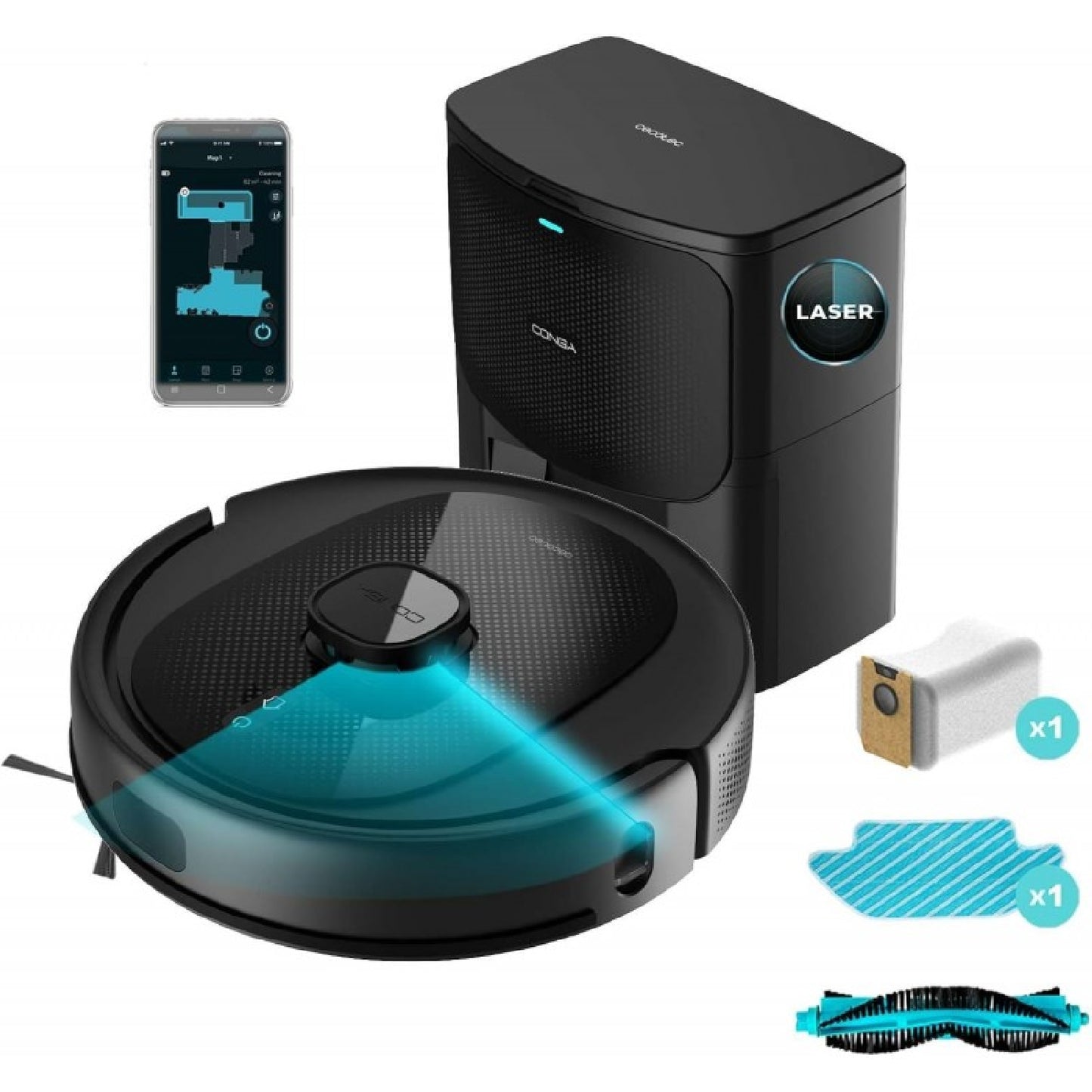 Cecotec Robot Aspirador Conga 8290 Titanium Power Ultra Home Genesis X Titanium 280 Min De Autonomía 7000 Palaser Base A_0