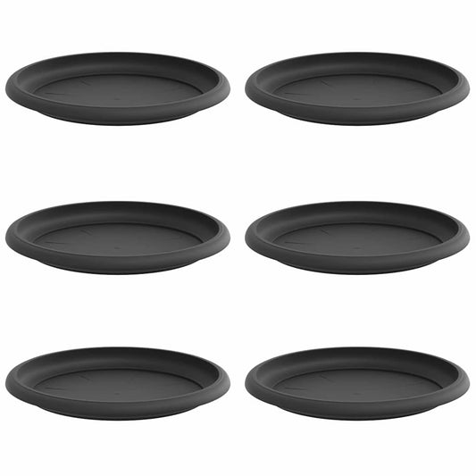 Bandeja Redonda Para Flores 6 Pcs Negro Ø 19 X 2 Cm Plástico_0