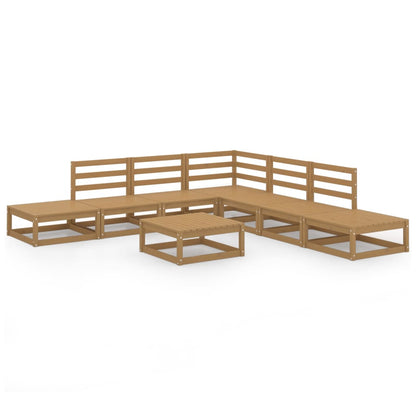 Muebles De Jardín 8 Piezas Marrón Miel Madera Maciza De Pino / Vetonek_2
