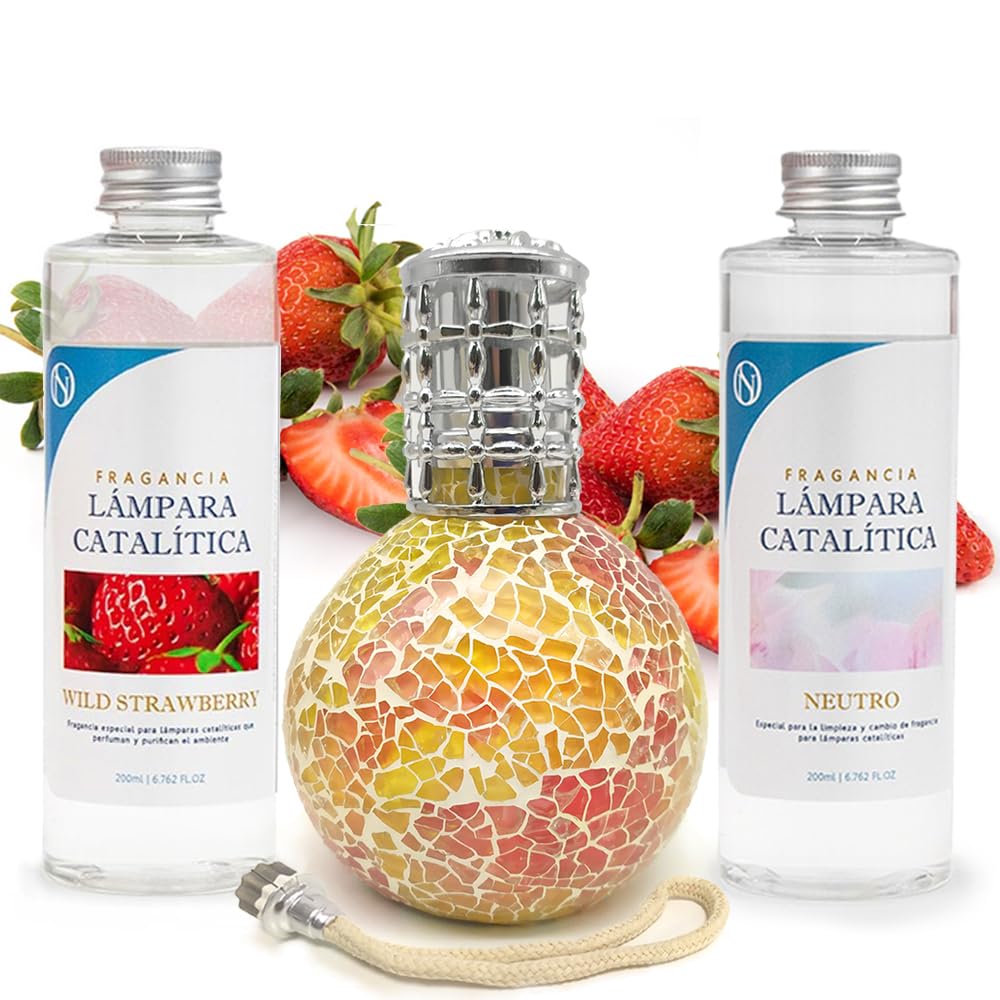 Pack Ahorro Lámpara Catalítica Mosaico Bicolor + Aroma Wild Strawberry 500ml + Limpiador Neutro 200ml + Mecha Repuesto_0
