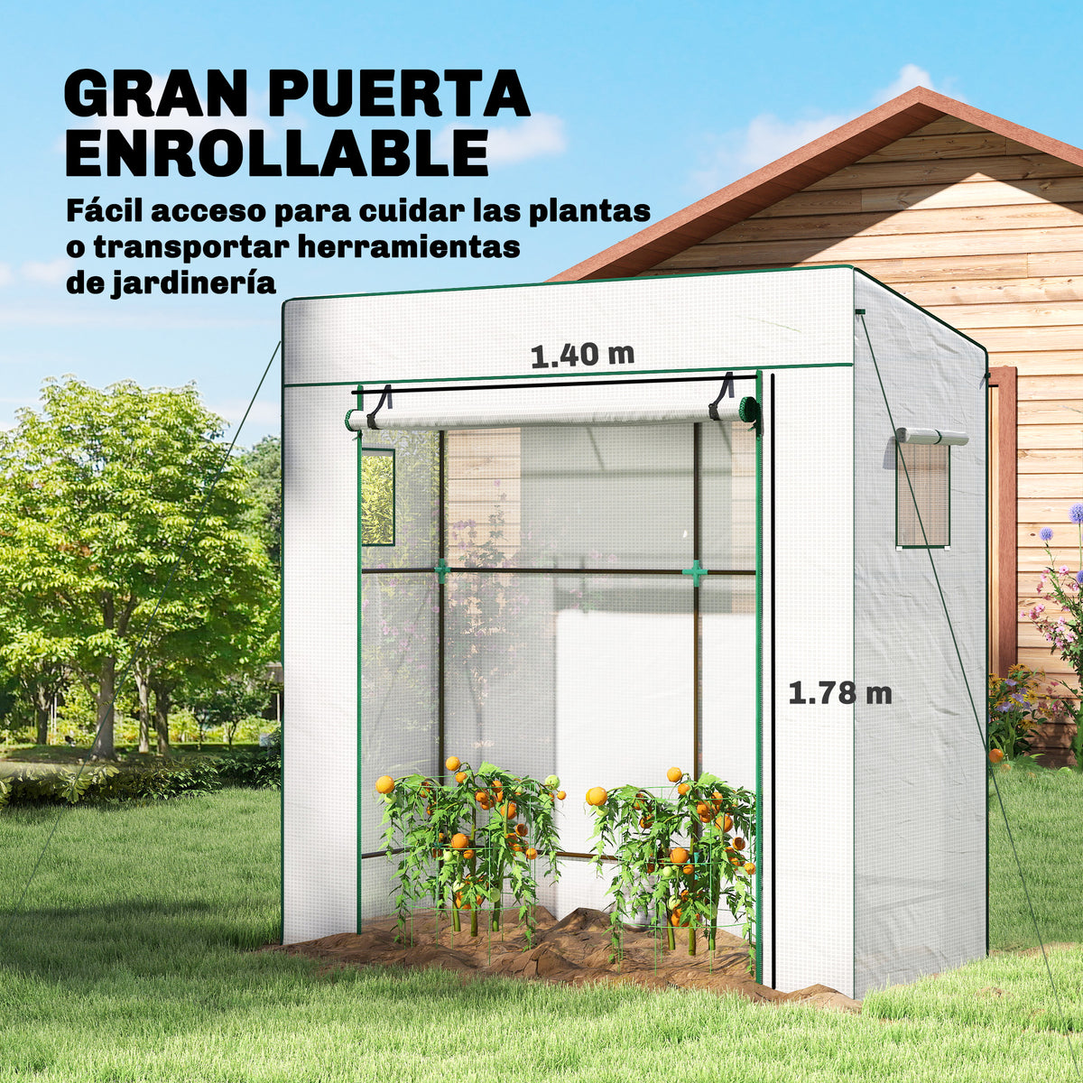 Invernadero Outsunny Acero, Pe Blanco 196x77x197 Cm_4