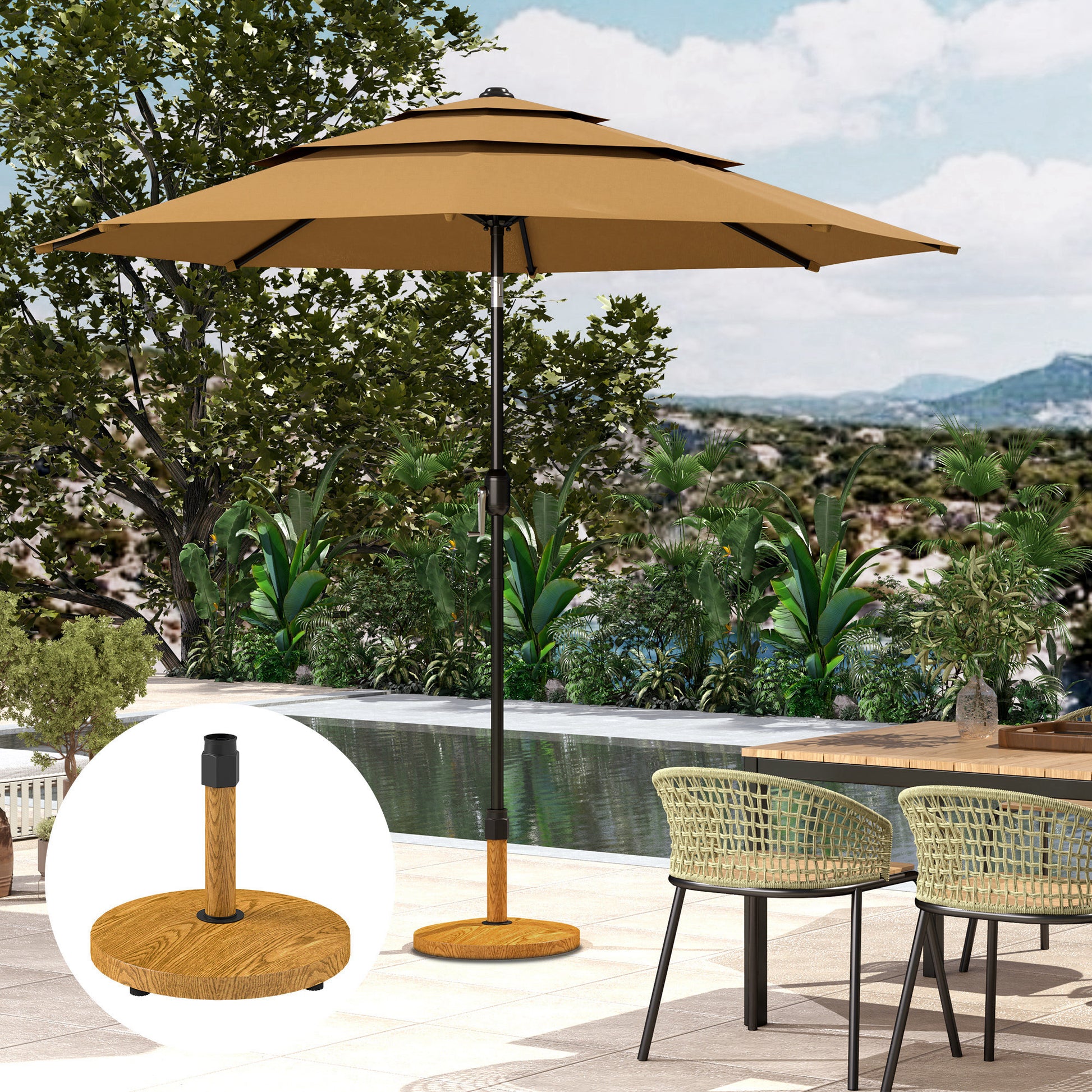Outsunny Base Para Sombrilla Con Relleno De Cemento Peso 24,5 Kg Natural_3