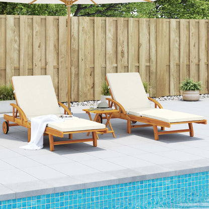 Tumbonas Con Cojines 2 Uds Madera Maciza De Acacia 200x68x83 Cm / Vetonek_5