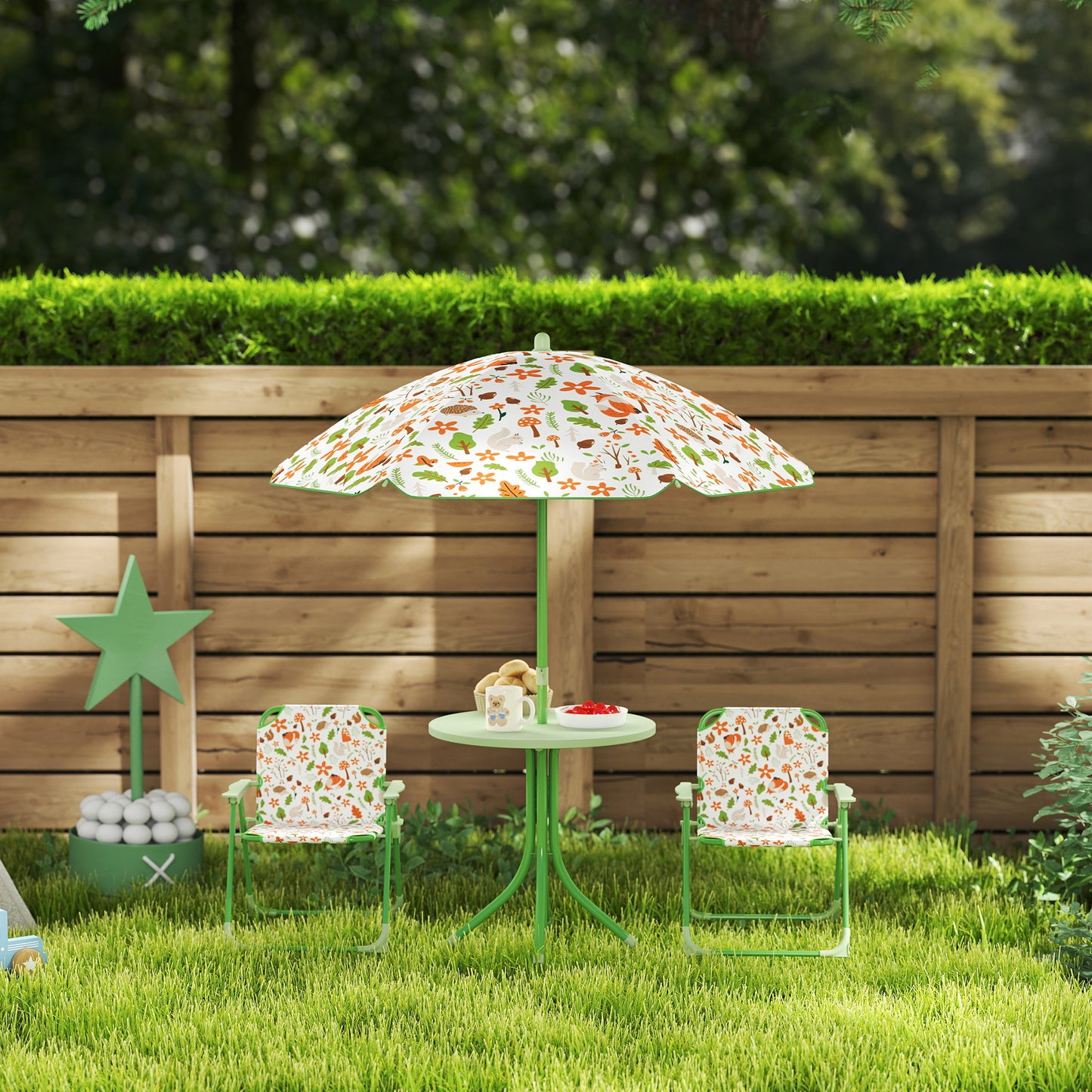 Aiyaplay Conjunto De Mesa Y Sillas Infantil De Jardín De 4 Piezas Verde_4