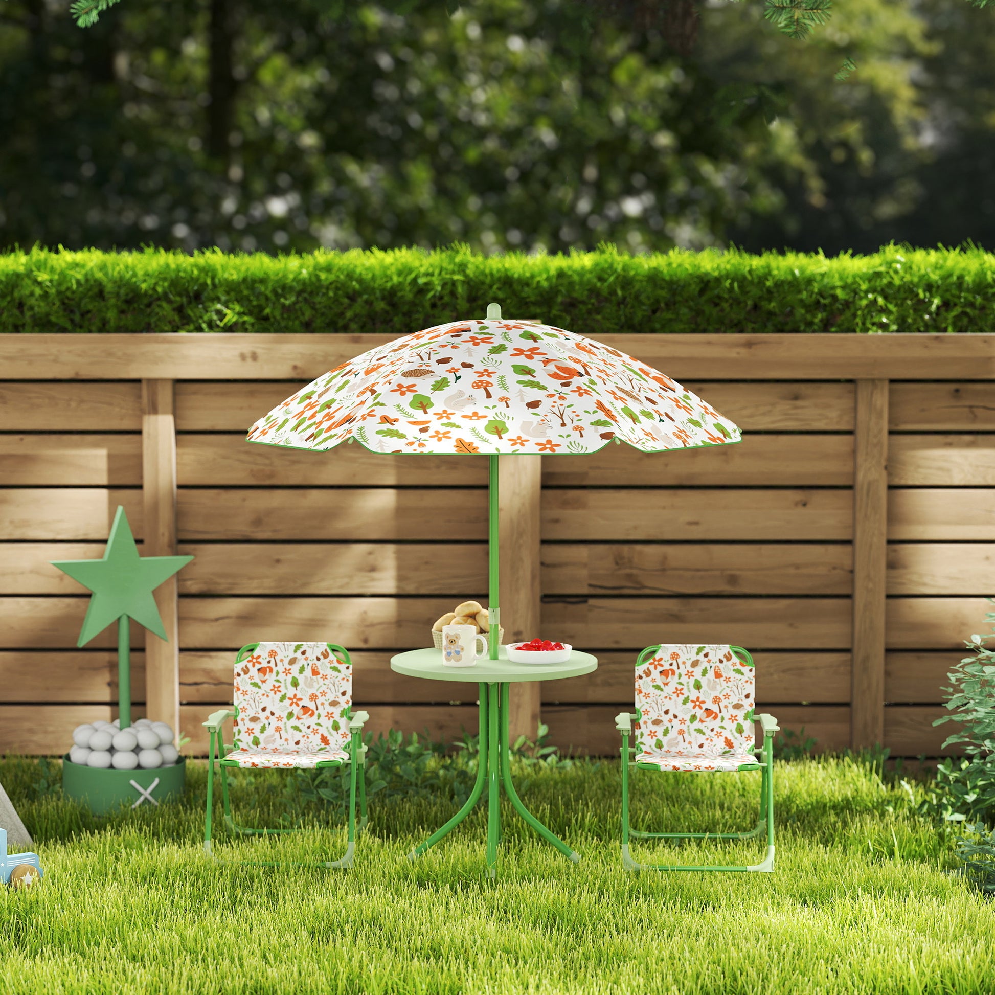 Aiyaplay Conjunto De Mesa Y Sillas Infantil De Jardín De 4 Piezas Verde_4