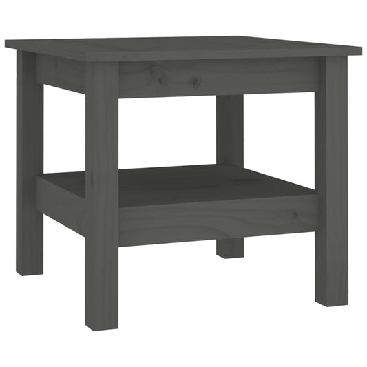 Mesa De Centro De Madera Maciza De Pino Gris 45x45x40 Cm_0